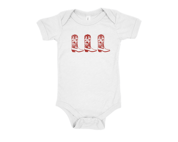 "These Boots" Onesie Red