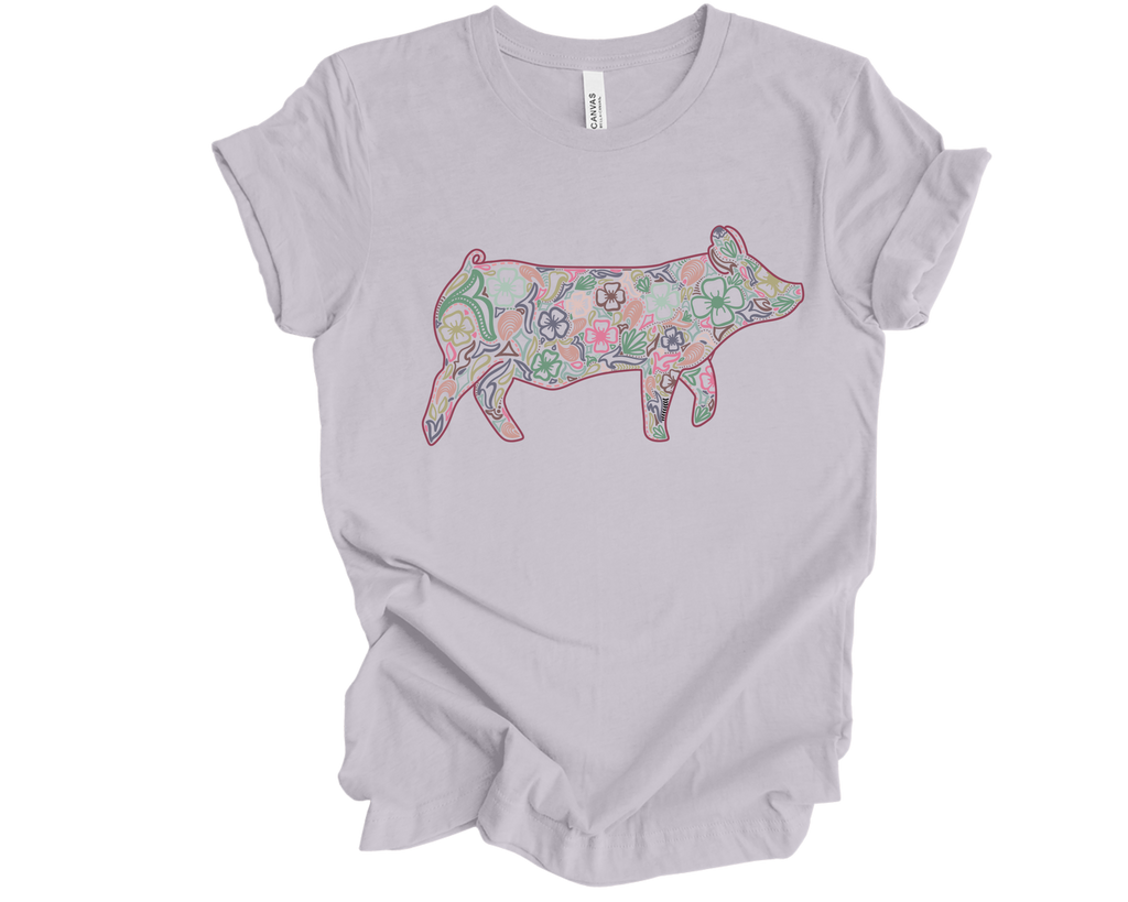 Floral Pig Purple Tee
