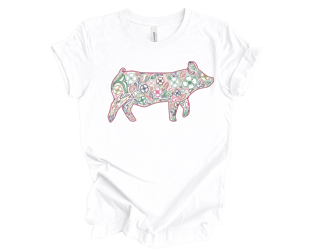 Floral Pig T-Shirt White